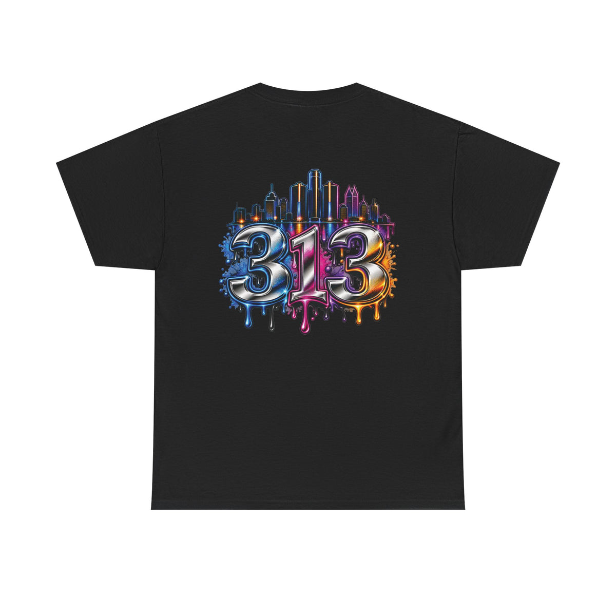 Detroit Script Tee | 313 Drip Skyline T-Shirt