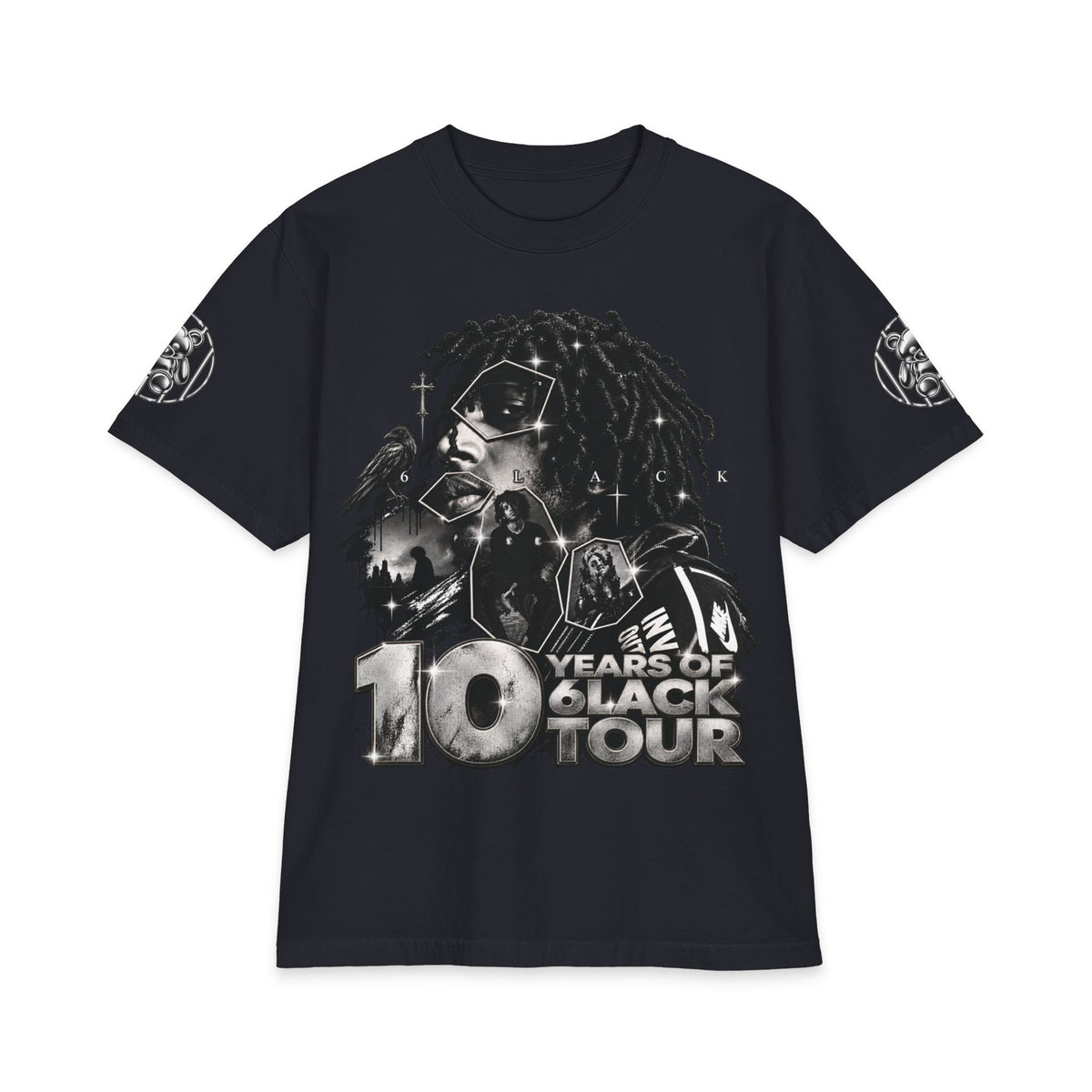 10 Years of 6lack Tour graphic T-Shirt | Number 6 back design