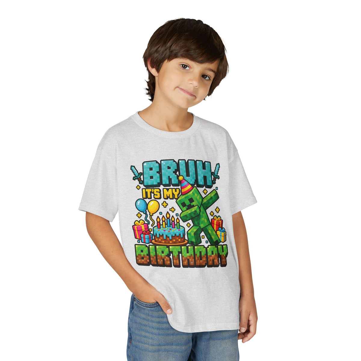 Bruh It’s My Birthday Minecraft-Inspired Youth T-Shirt