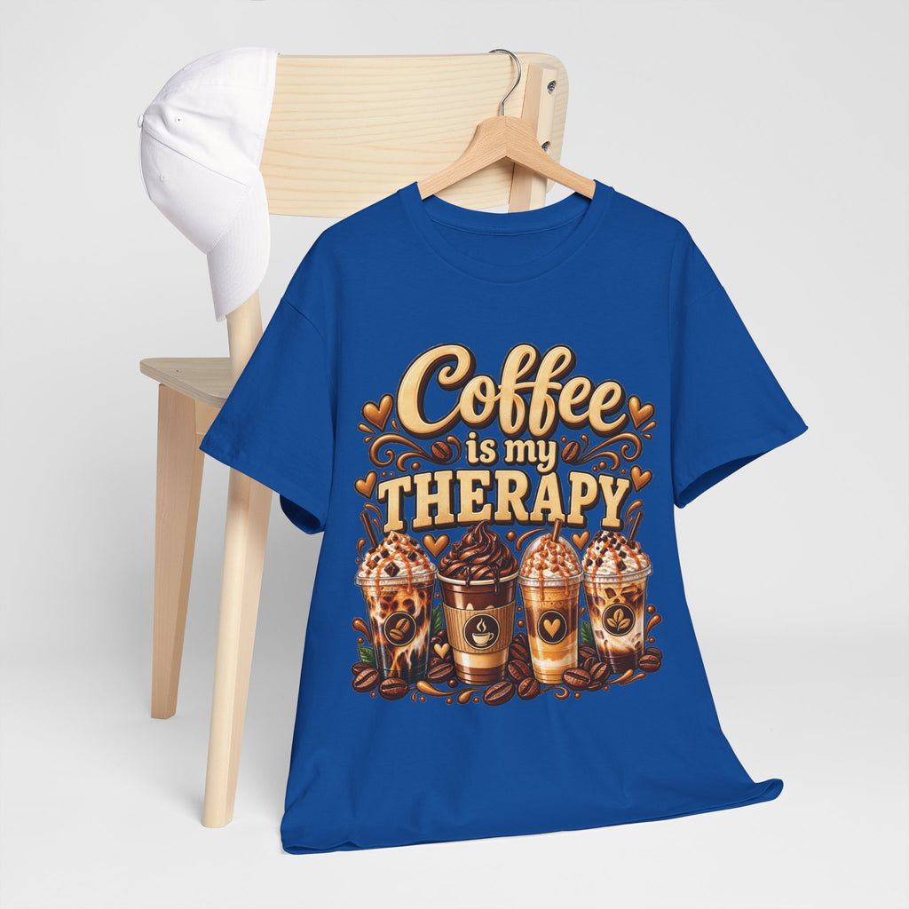 Coffee Is My Therapy T-Shirt | Coffee Cups Illustration, Cozy Beverage Tee