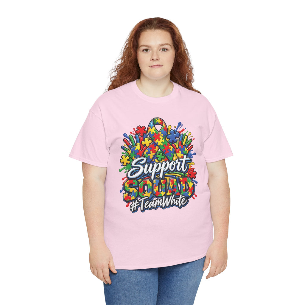 Support Squad T-Shirt | Autism Awareness Ribbon, Puzzle Heart Design