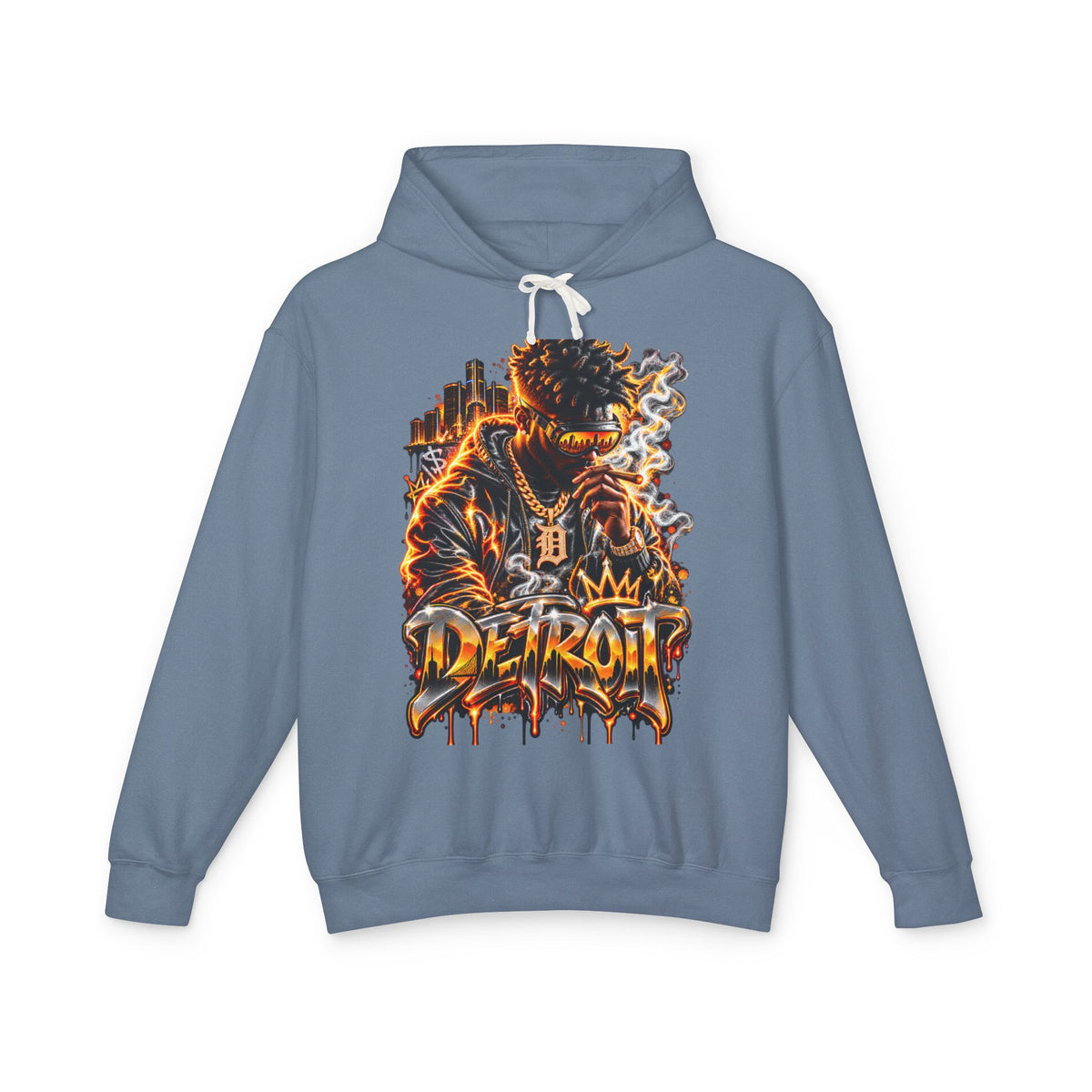 Detroit Flames Graphic Hoodie | City Skyline, Graffiti Drip Design