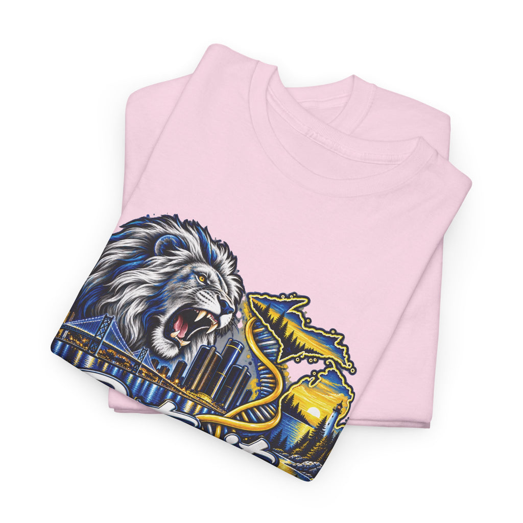 Detroit Michigan Lion Cityscape Graphic T-Shirt