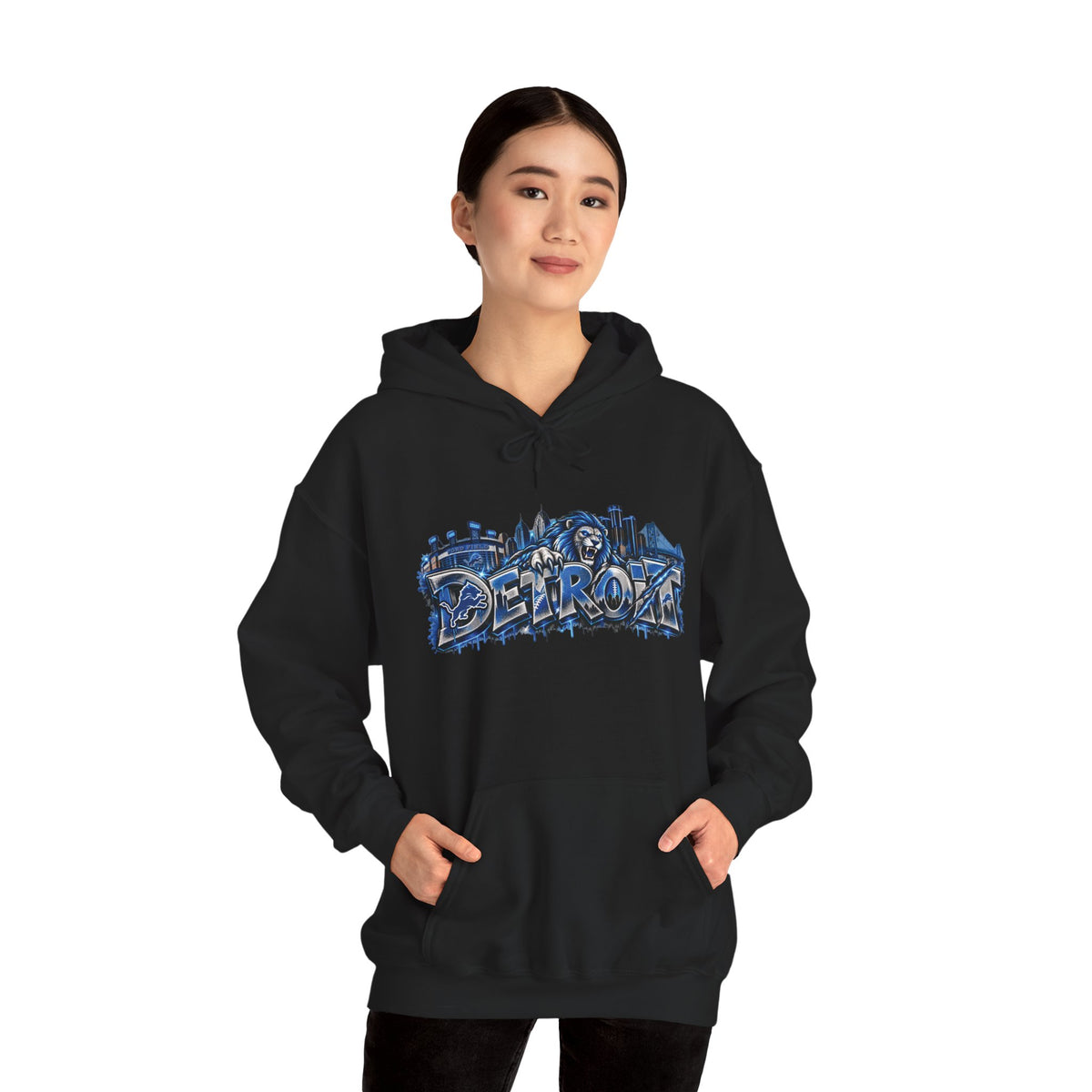 Detroit Graffiti Style Hoodie | City Skyline Street Art Pullover