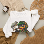 Weed Duck Smoking Cartoon Sweatshirt | Cannabis Leaf Streetwear Crewneck