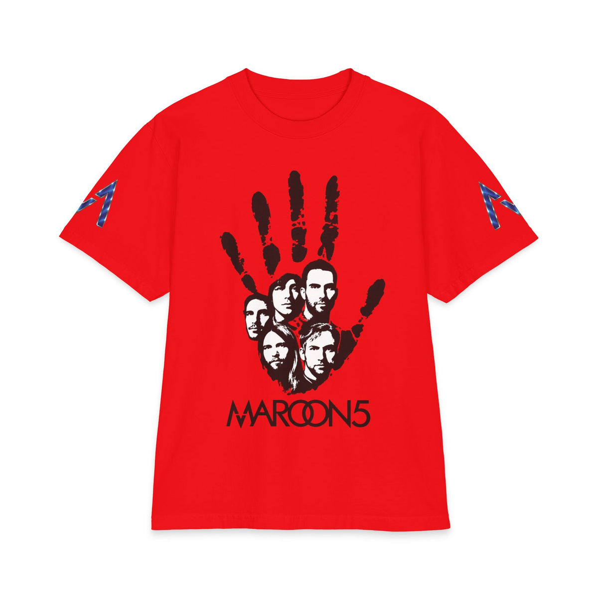 Handprint Maroon 5 Band Portrait T-Shirt | Rock Band Logo Tee