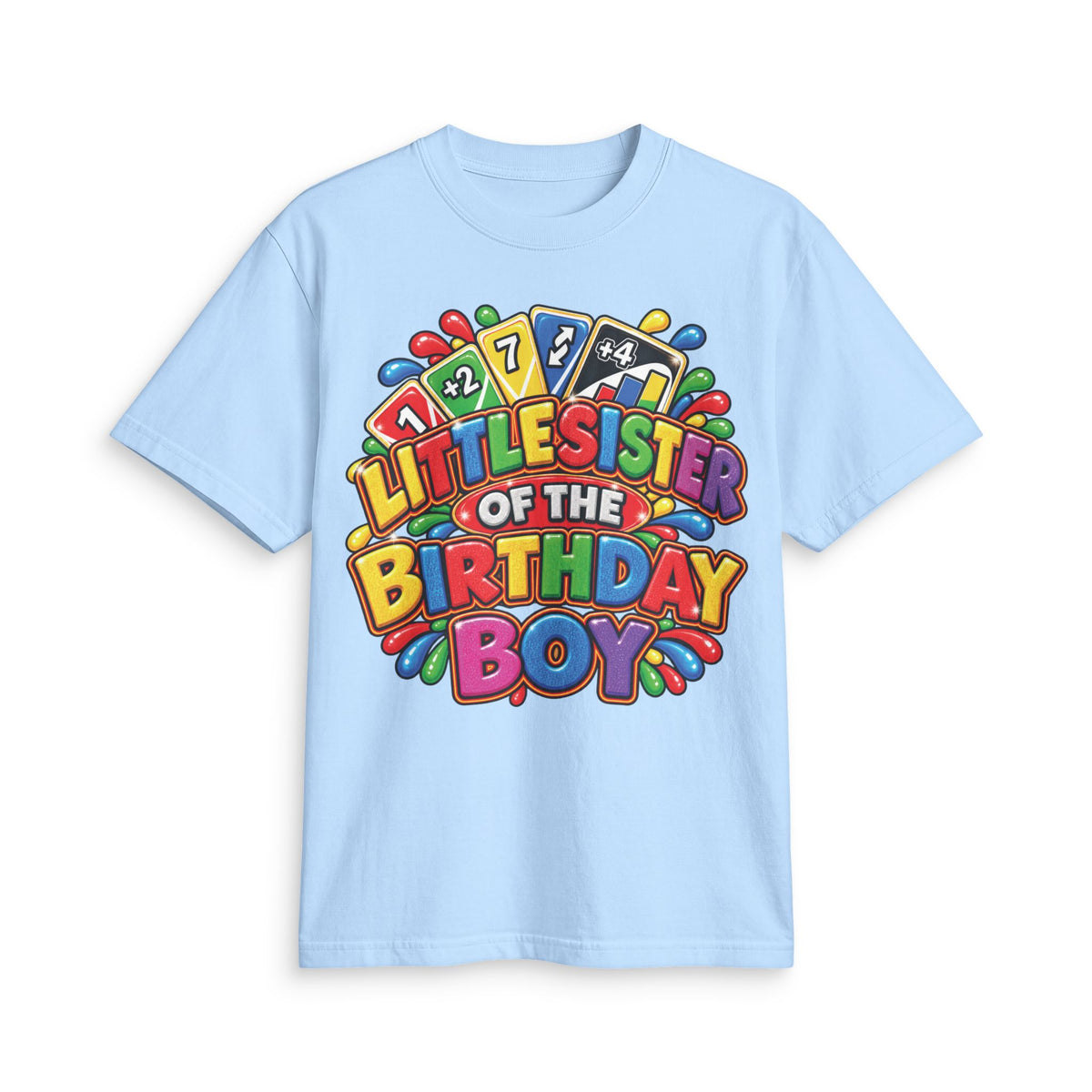 Little Sister of the Birthday Boy T Shirt | Colorful Birthday Siblings Design
