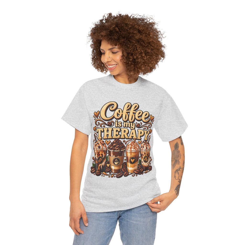 Coffee Is My Therapy T-Shirt | Coffee Cups Illustration, Cozy Beverage Tee