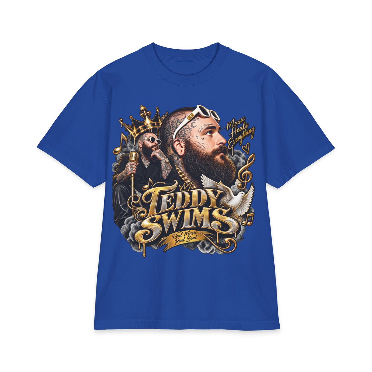 Teddy Swims Portrait T-Shirt | Vintage Crowned Singer Graphic Tee