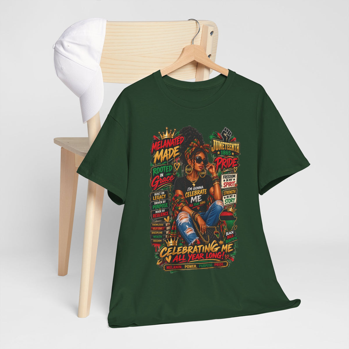 Melanated Made Rooted Grace T-Shirt | Celebrating Me graphic tee