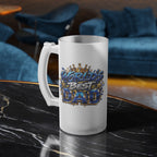 Worlds Best Dad Coldest Bud Frosted Glass Beer Mug | Beer Stein Style, Illustrated Typography
