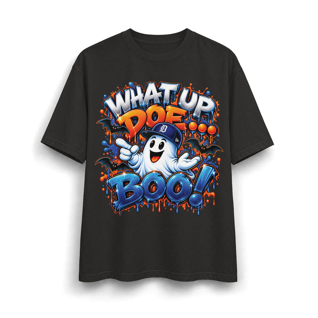 What Up Doe Boo! ghost graphic T-Shirt | Halloween street art drip design