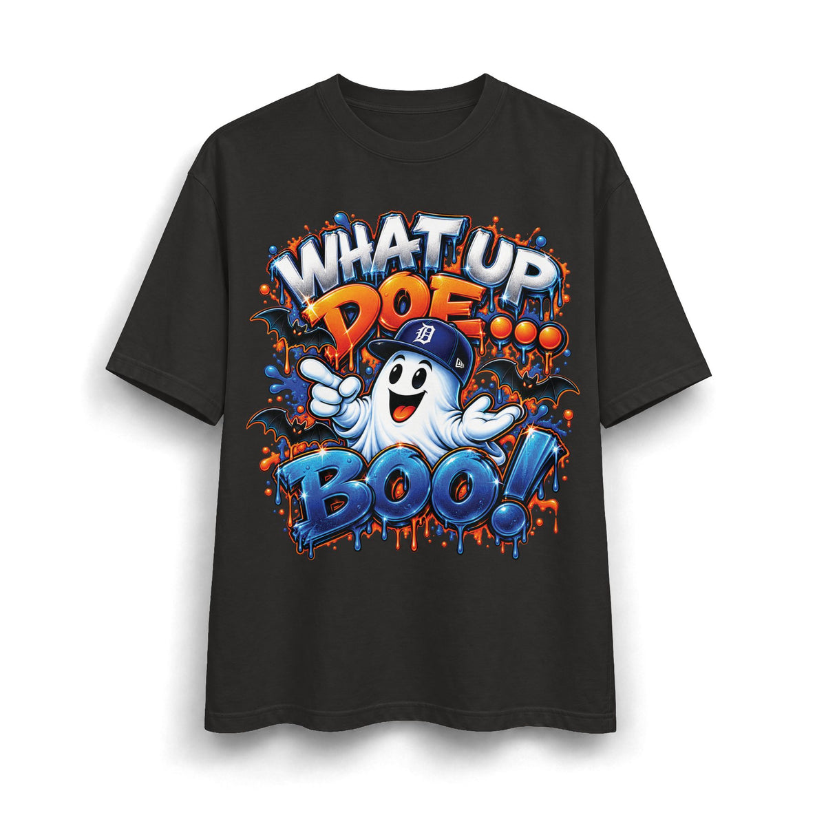What Up Doe Boo! ghost graphic T-Shirt | Halloween street art drip design