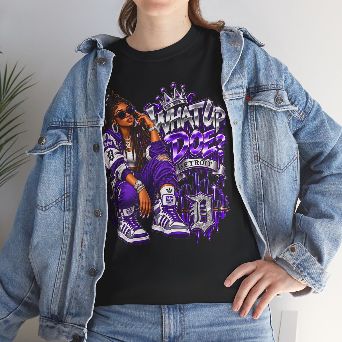 Detroit Queen what up doe Graphic Tee | Urban Streetwear, Purple Drip Art