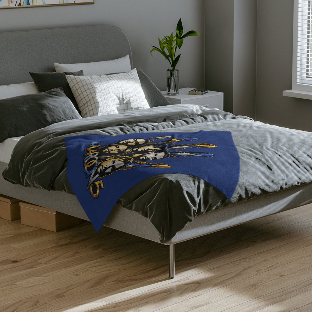 Maroon 5 Band Faces Illustration Velveteen Microfiber Blanket | Music Fan Throw