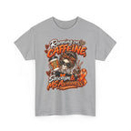 Multiple Sclerosis Awareness, Running on Caffeine Skull Sarcasm & MS Awareness T-Shirt | Orange Ribbon