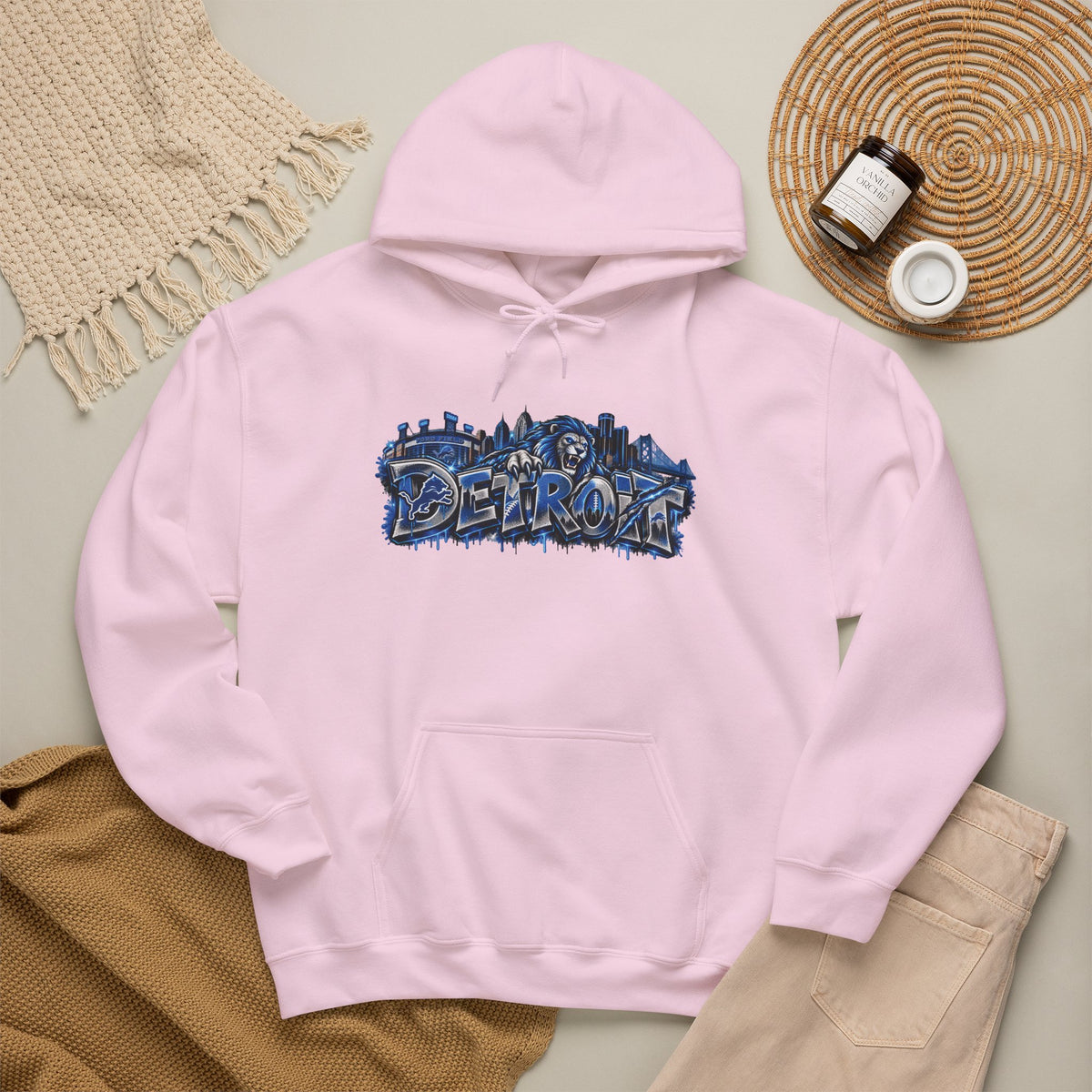 Detroit Graffiti Style Hoodie | City Skyline Street Art Pullover