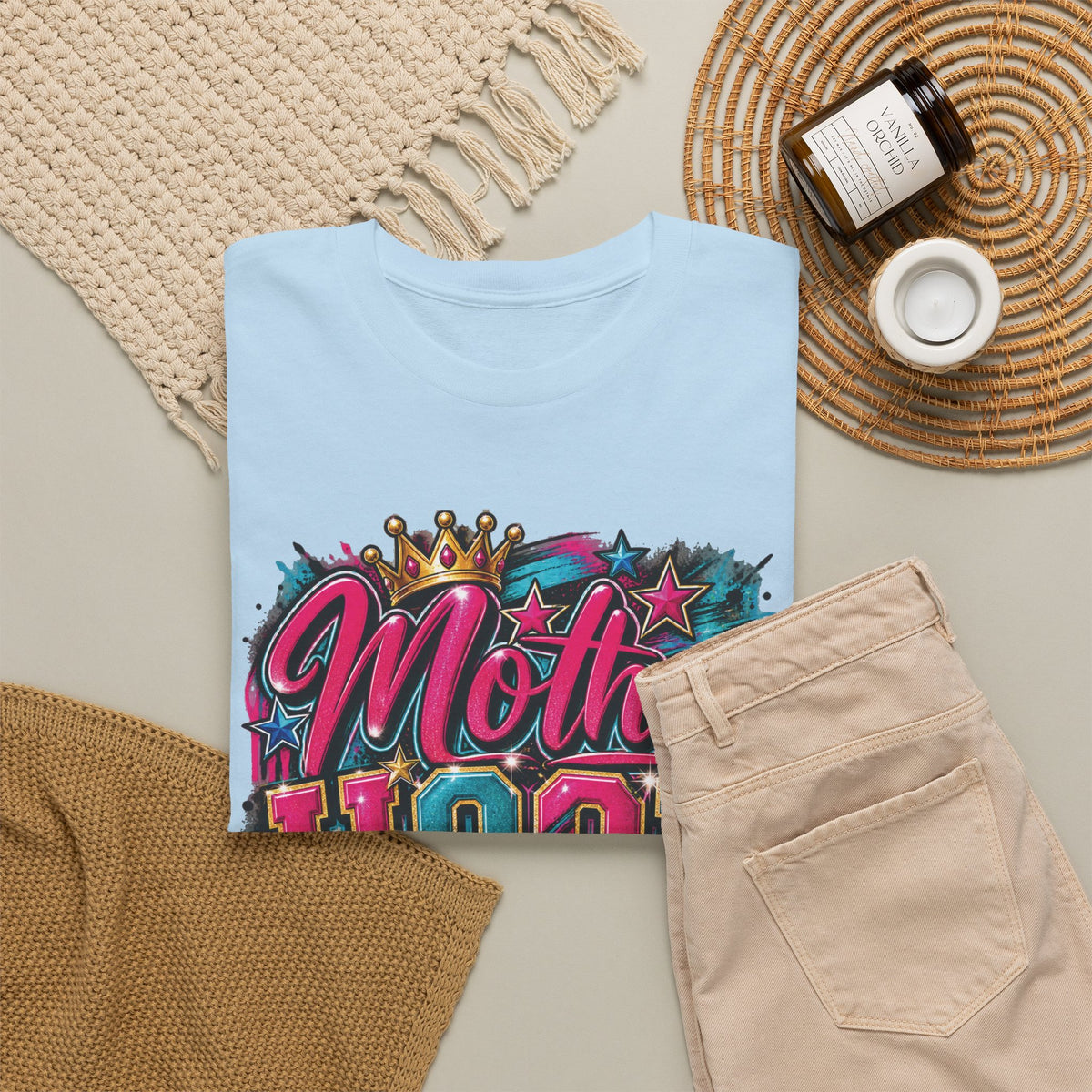 Motherhood Rocking Tee | Colorful Retro Mom Typography Shirt