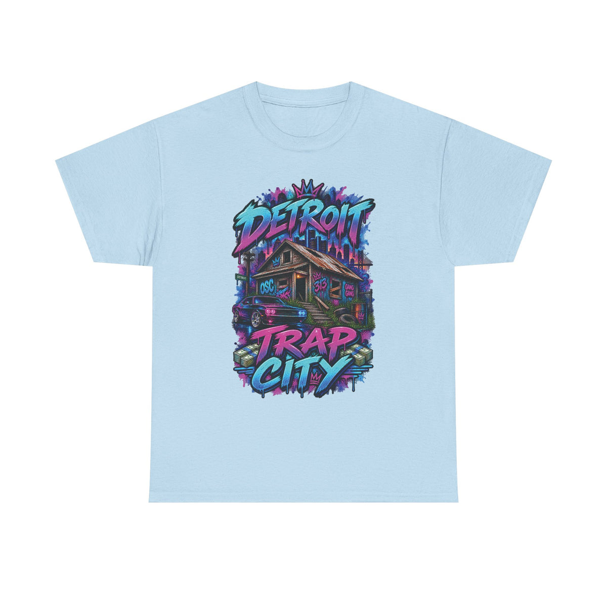 Detroit Trap City Tee | Urban Graffiti Streetwear, Neon Hip Hop Design