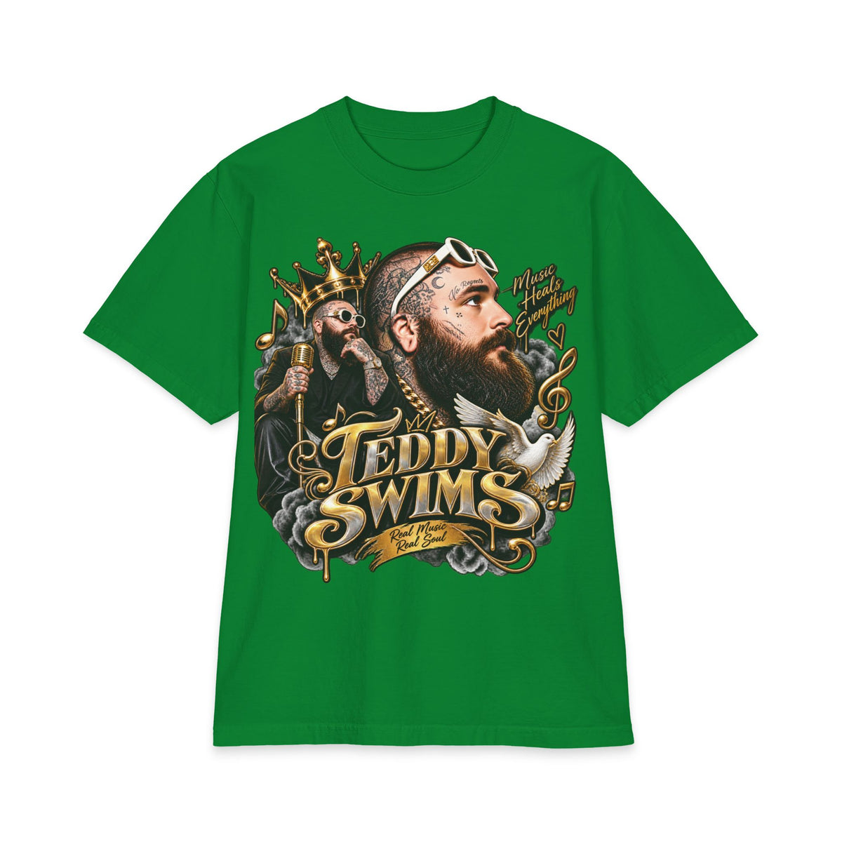 Teddy Swims Portrait T-Shirt | Vintage Crowned Singer Graphic Tee