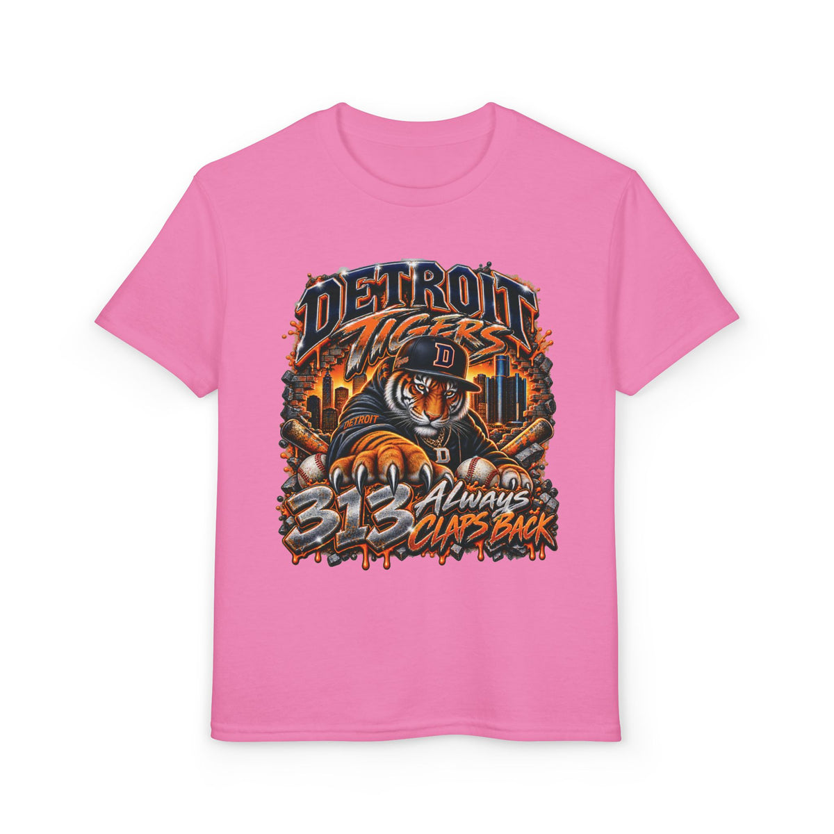 Detroit Tigers Tiger Mascot T-Shirt | 313 Always Claps Back