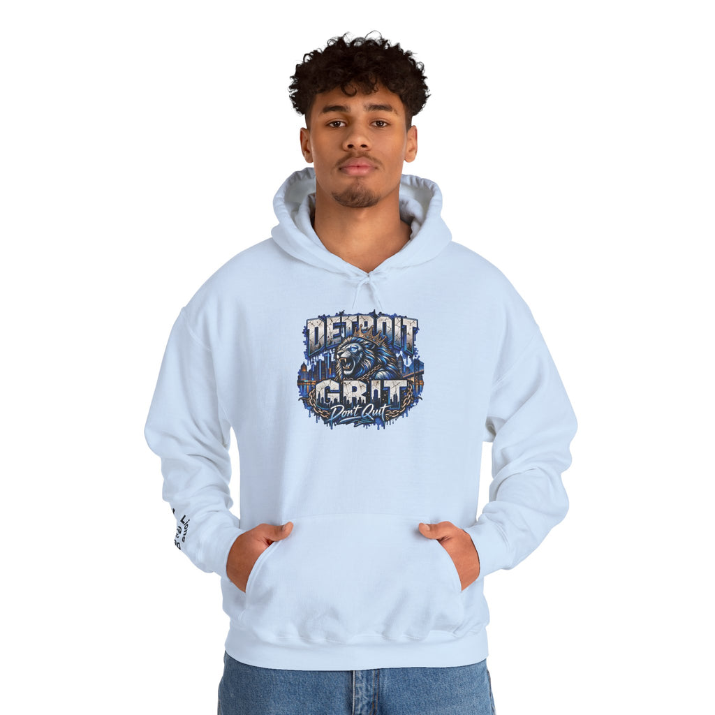 Detroit Grit graphic Hoodie | Motor City skyline, industrial vintage design