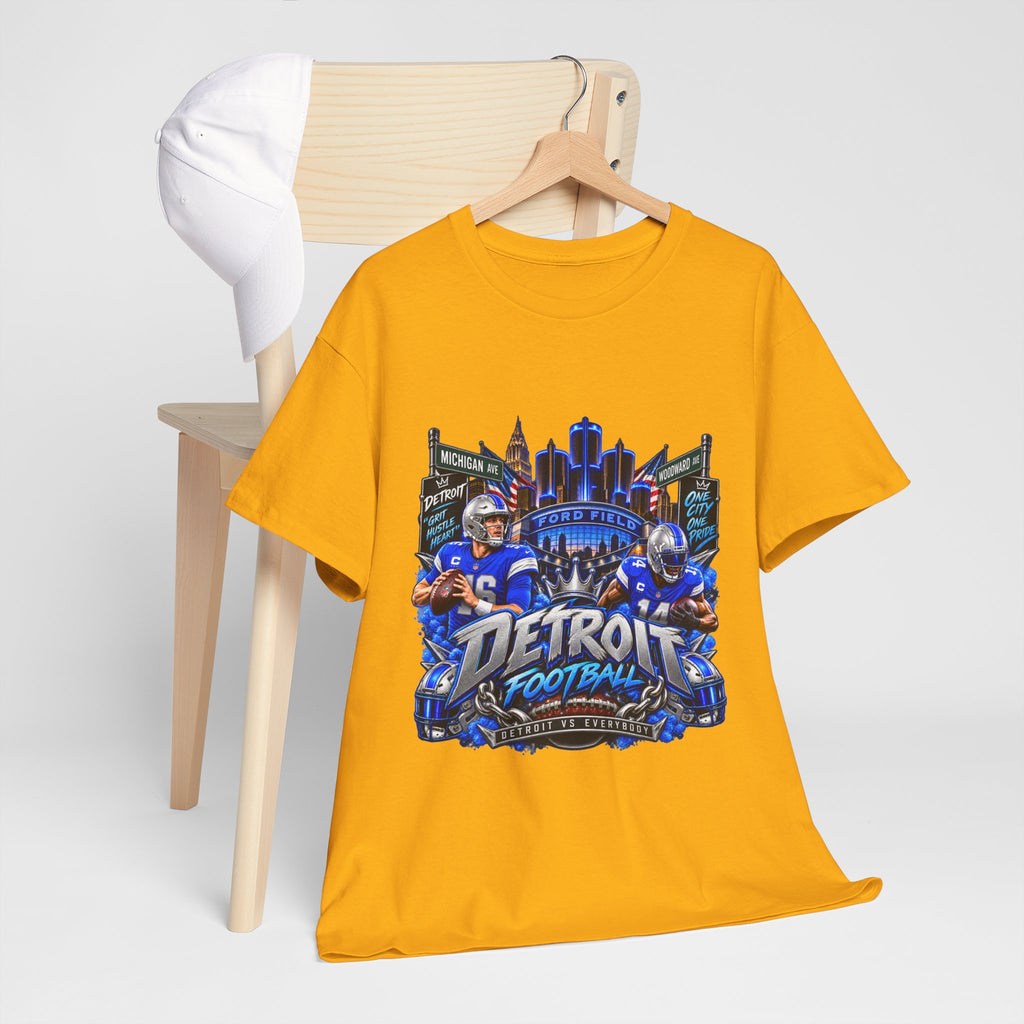 Detroit Football Graphic Tee | City Skyline, Players, Lions-Inspired Design