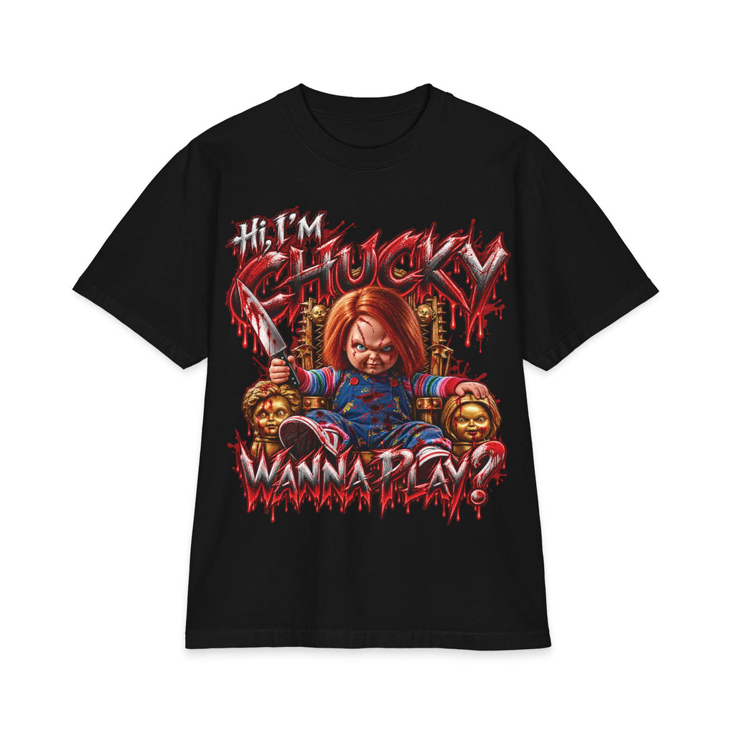 Chucky Slasher Doll Wanna Play T-Shirt | Horror Movie Graphic Tee