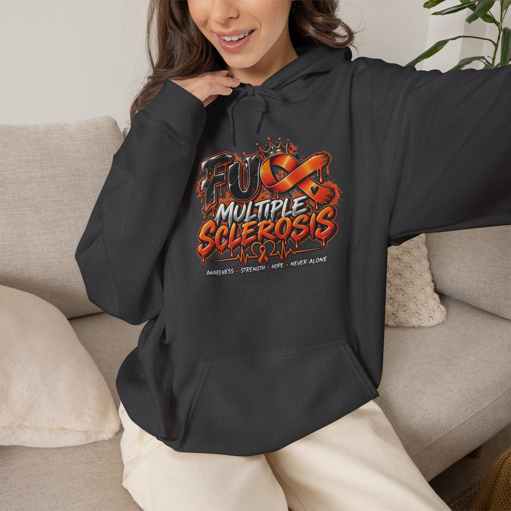 Multiple Sclerosis Awareness Hoodie | Orange Ribbon Warrior Graphic