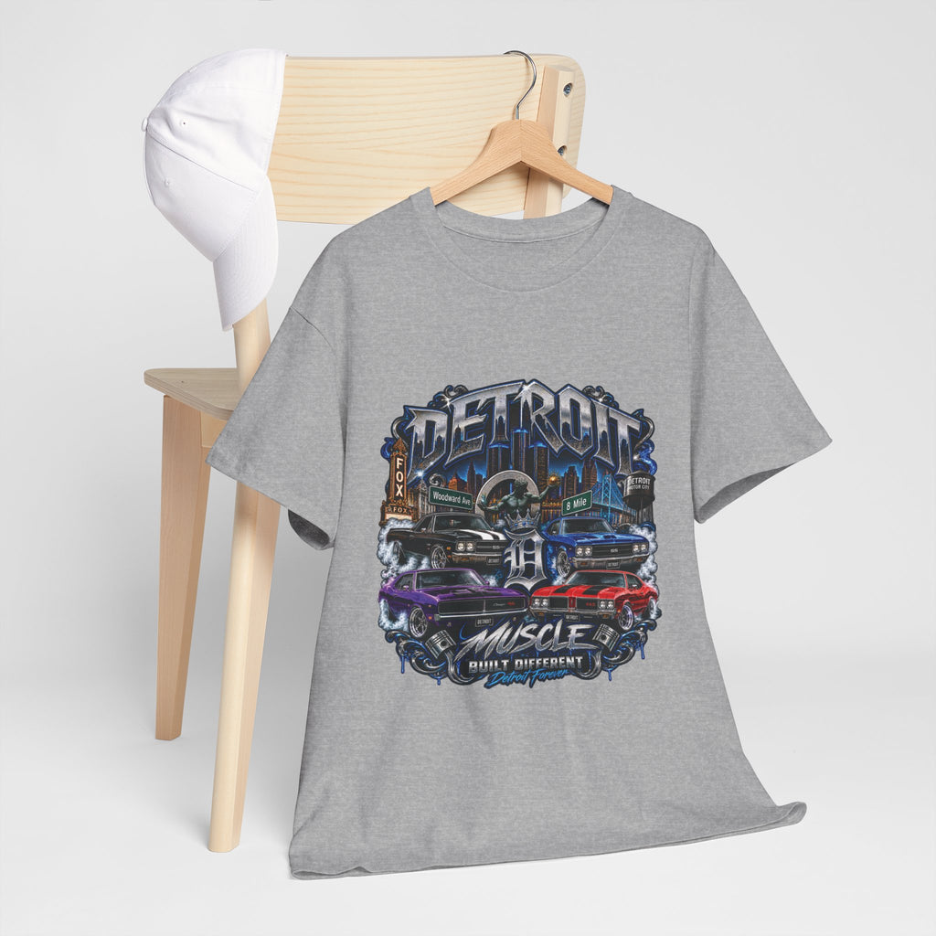 Detroit Muscle Car Tee | Vintage Hot Rod Illustration, Garage Scene