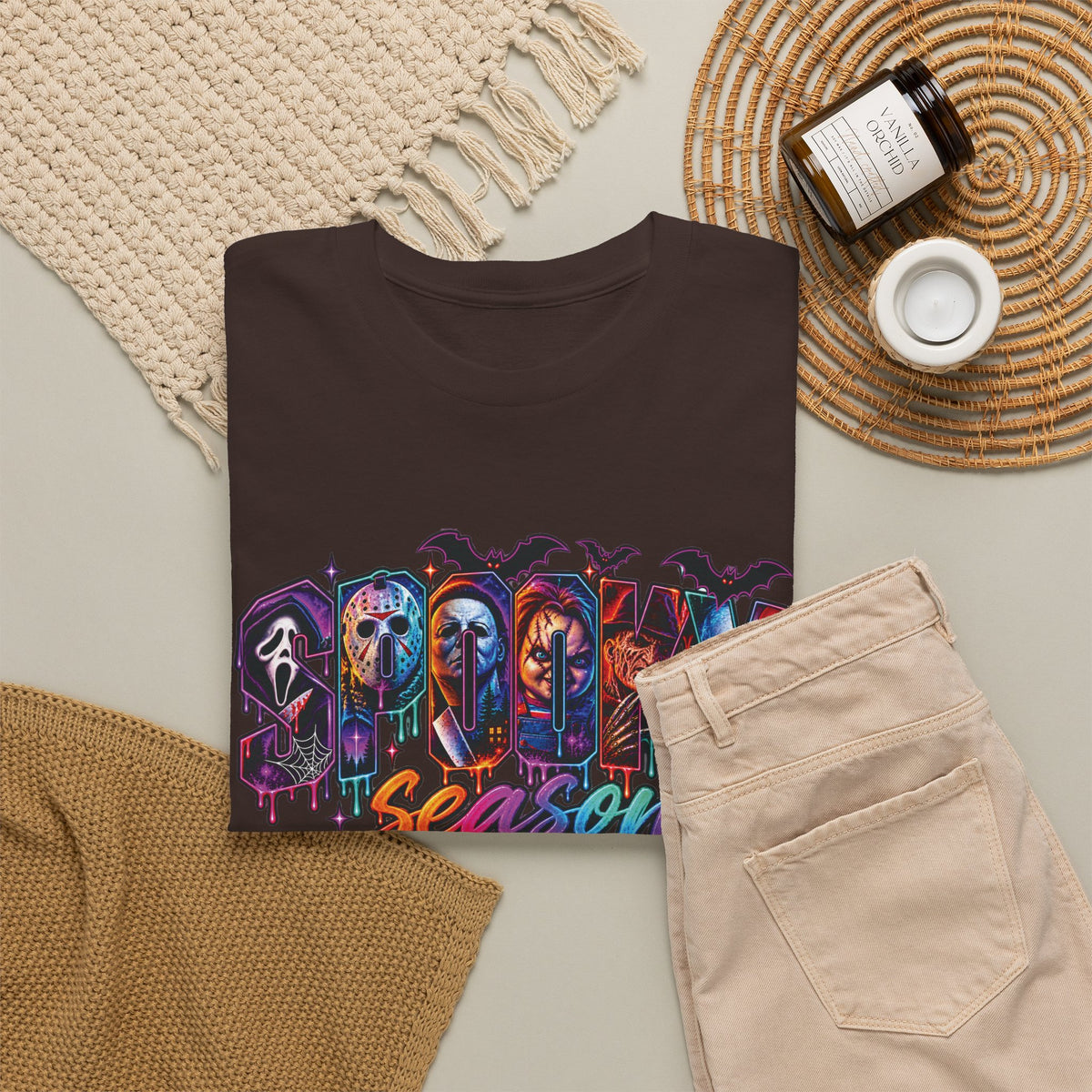 Horror Mask Graffiti Tee | Spooky Season Halloween Slasher Skull Vampire Werewolf