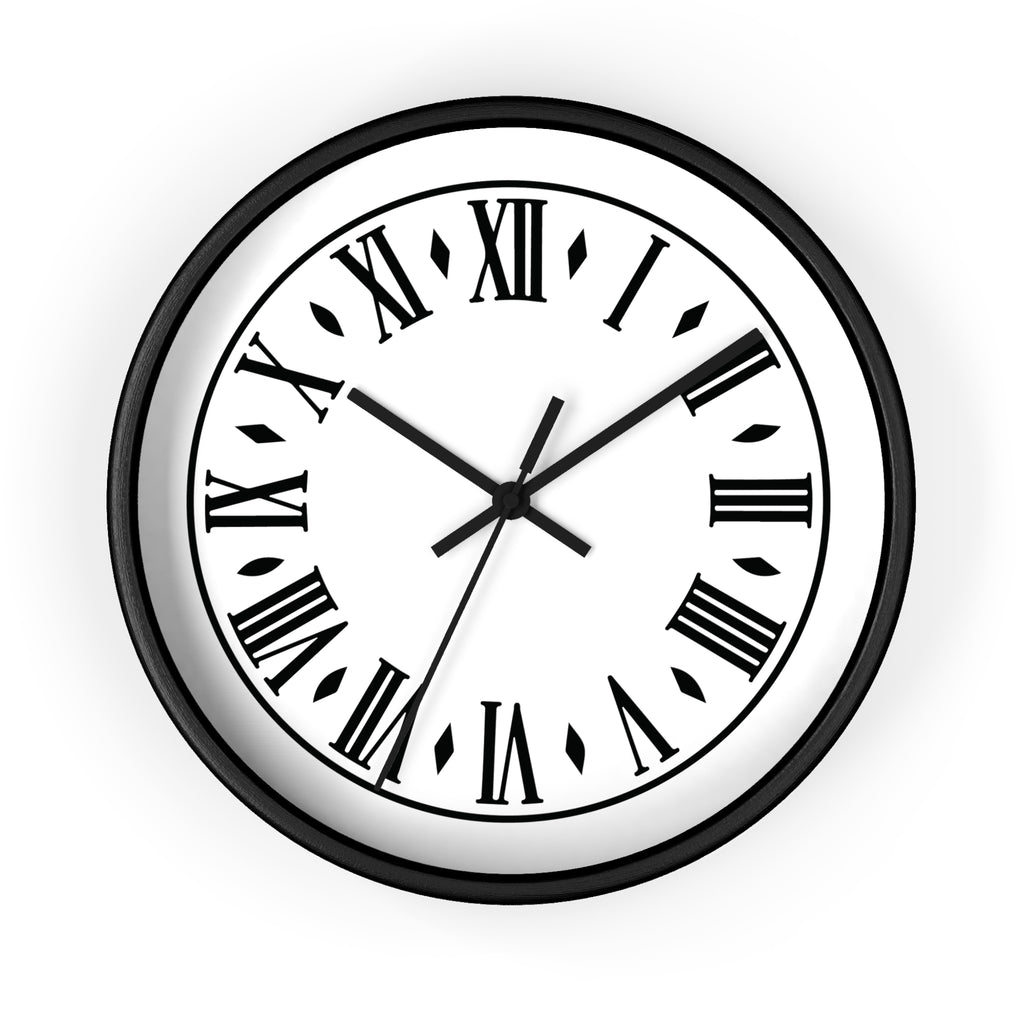 Roman Numeral Vintage Clock Wall Clock | Black Frame, White Face