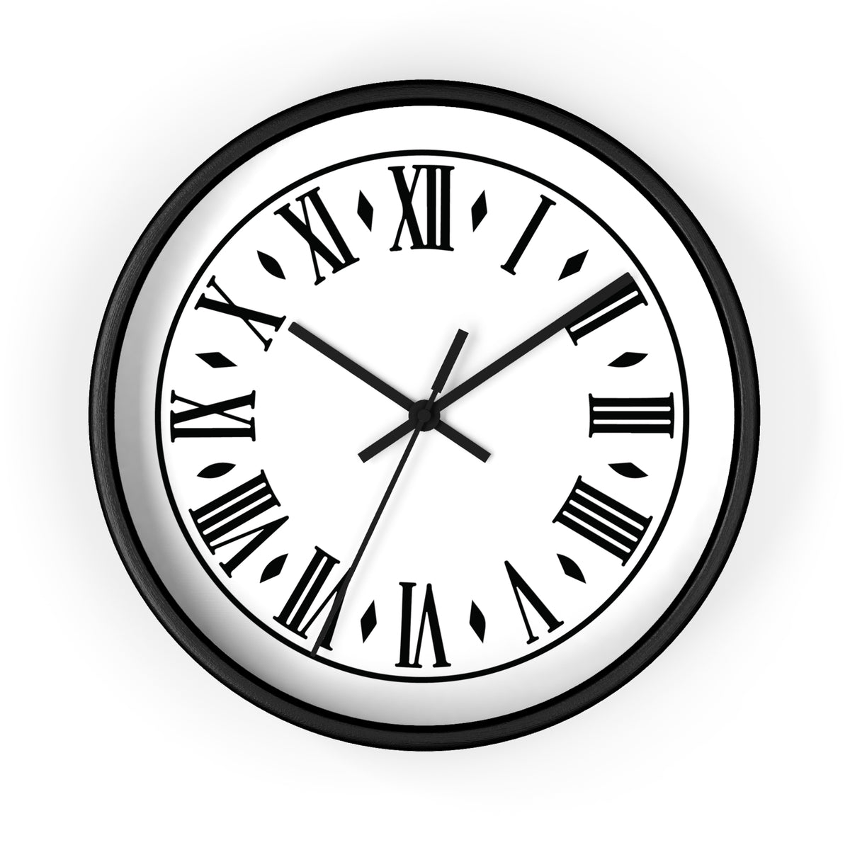 Roman Numeral Vintage Clock Wall Clock | Black Frame, White Face