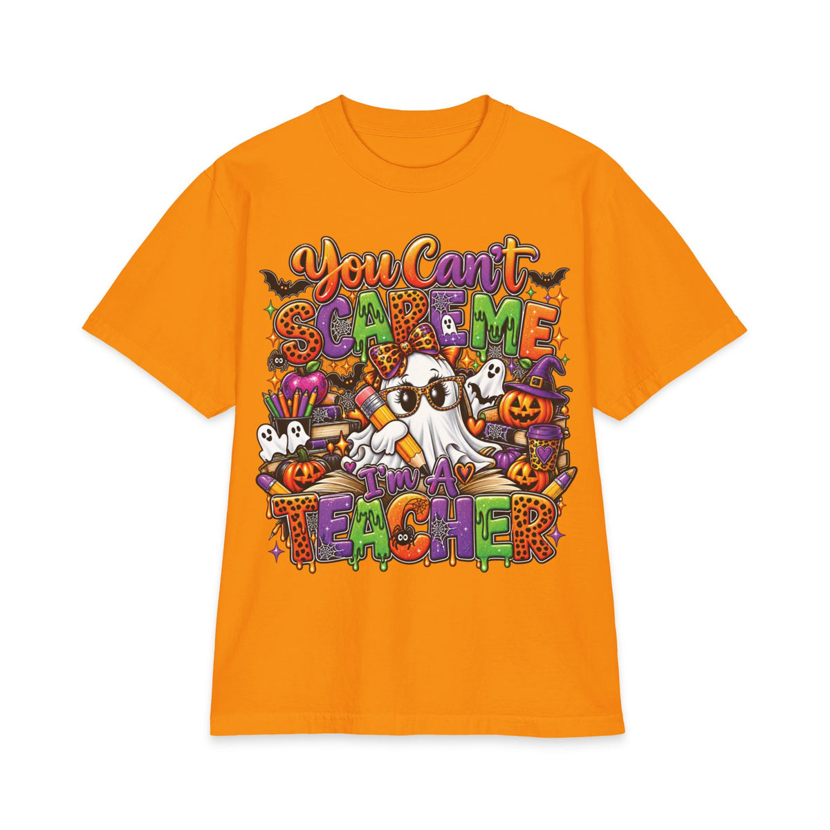 You Can't Scare Me I'm a Teacher Halloween T-Shirt | Ghosts Pumpkins Candy