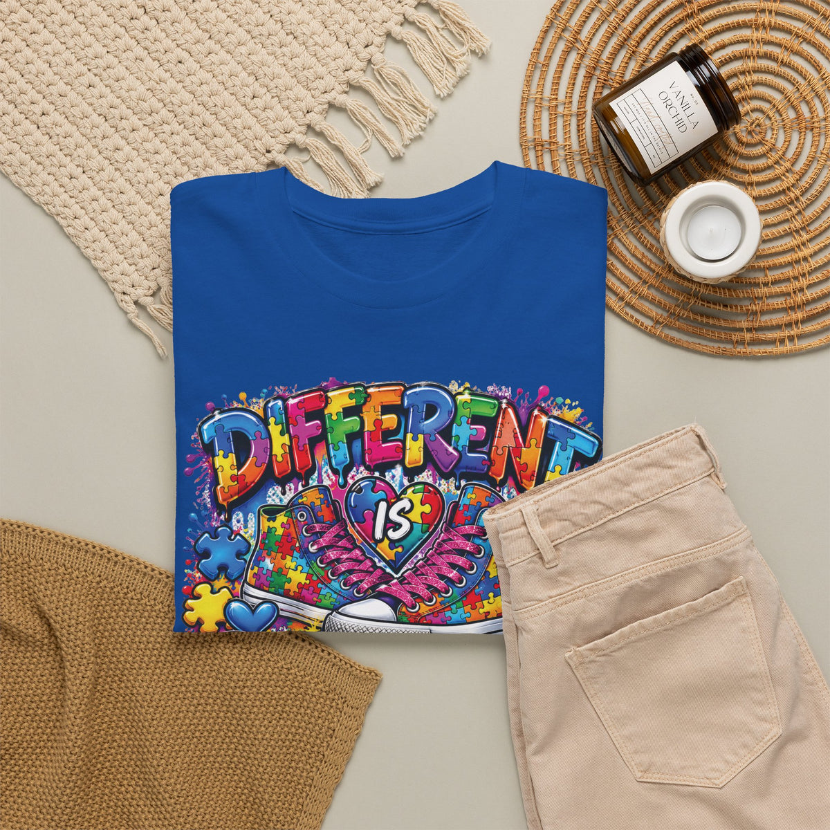Different Is Beautiful T-Shirt | Colorful Rainbow Heart Typography