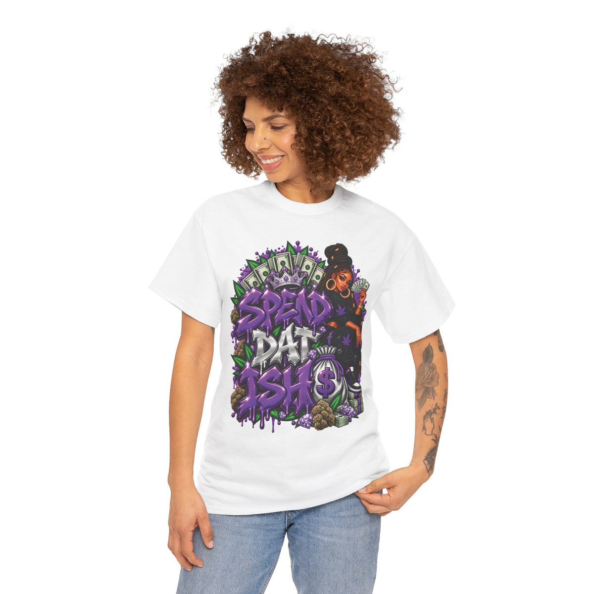 Spend Dat sh*t Tee | Graffiti Money Design, Purple Streetwear