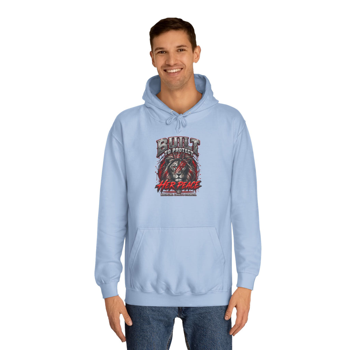 Built to Protect her Peace Couples College Hoodie