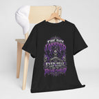 Grim Reaper Skull with Purple Flames T-Shirt | Gothic Death Quote Tee