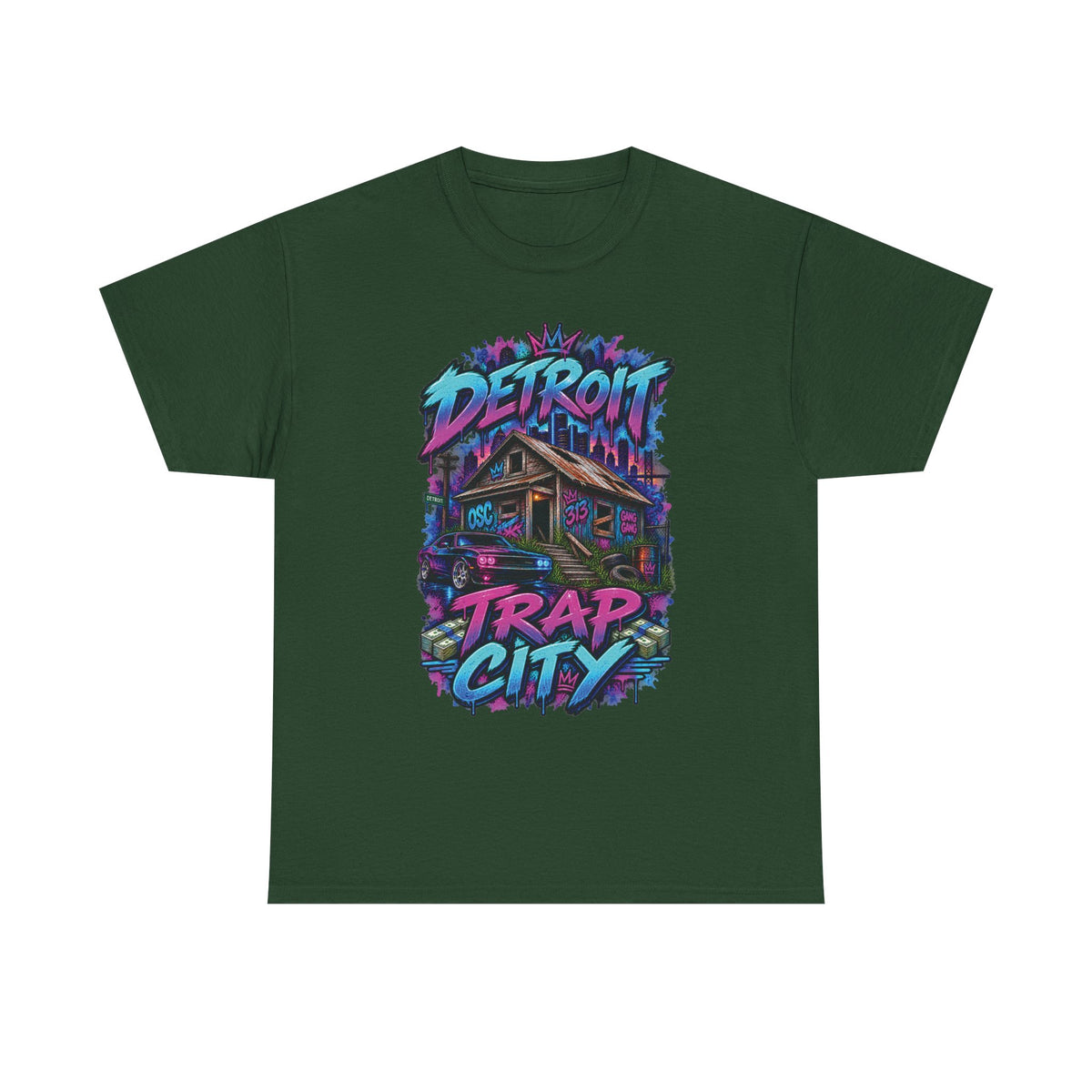 Detroit Trap City Tee | Urban Graffiti Streetwear, Neon Hip Hop Design