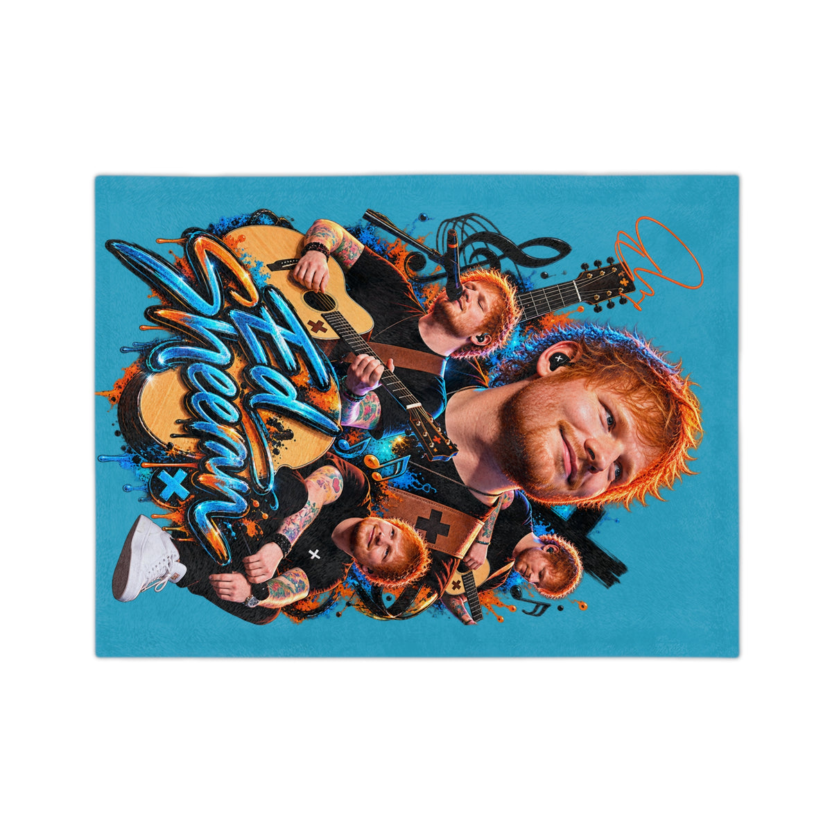 Ed Sheeran collage Velveteen Blanket | Musician portrait, guitar artwork
