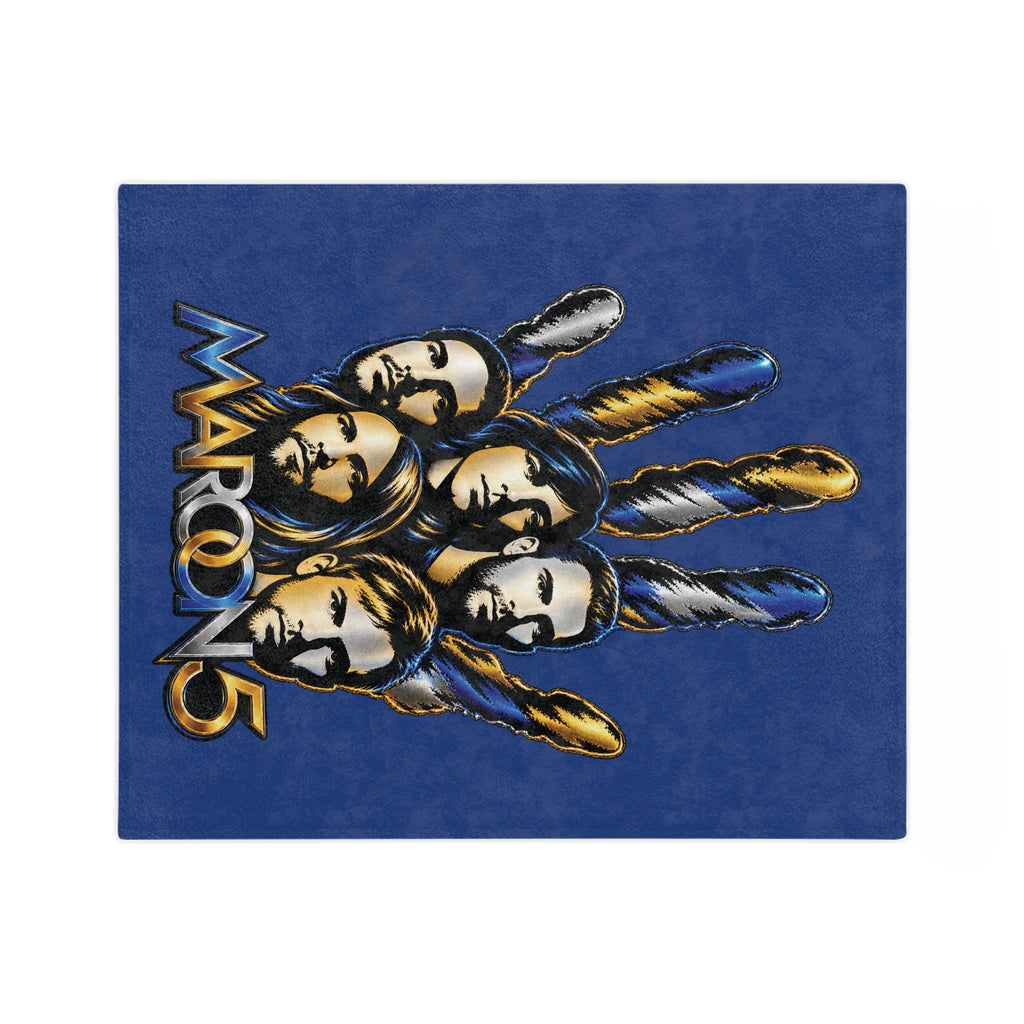 Maroon 5 Band Faces Illustration Velveteen Microfiber Blanket | Music Fan Throw