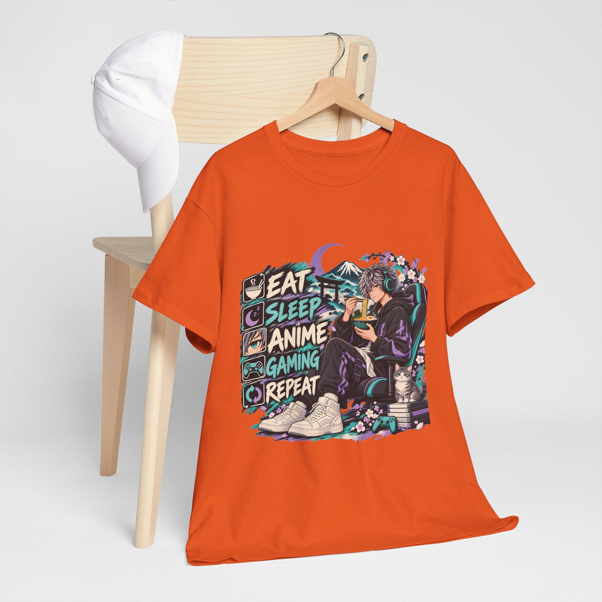 Eat Sleep Anime Gaming Repeat Video Game Graphic T-Shirt