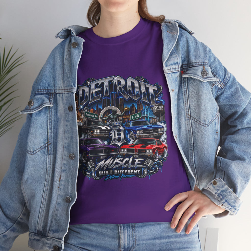 Detroit Muscle Car Tee | Vintage Hot Rod Illustration, Garage Scene
