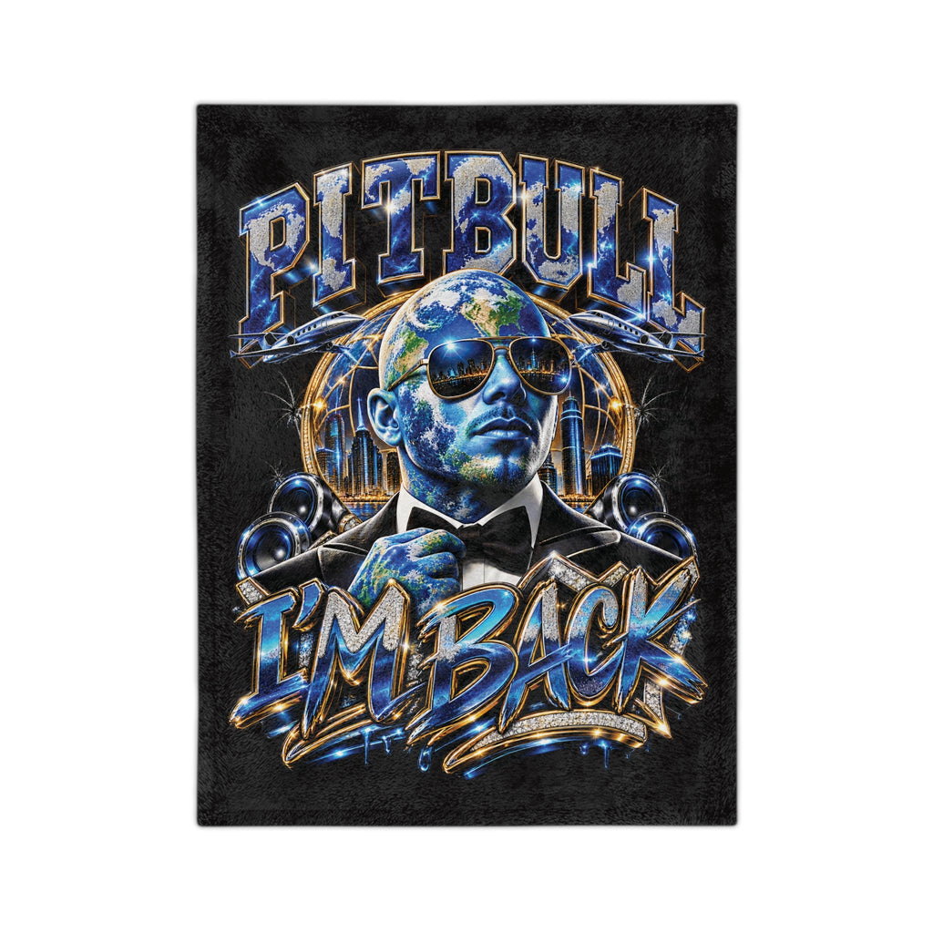 Pitbull I'm Back Blanket | Music Artist Portrait Velveteen Microfiber