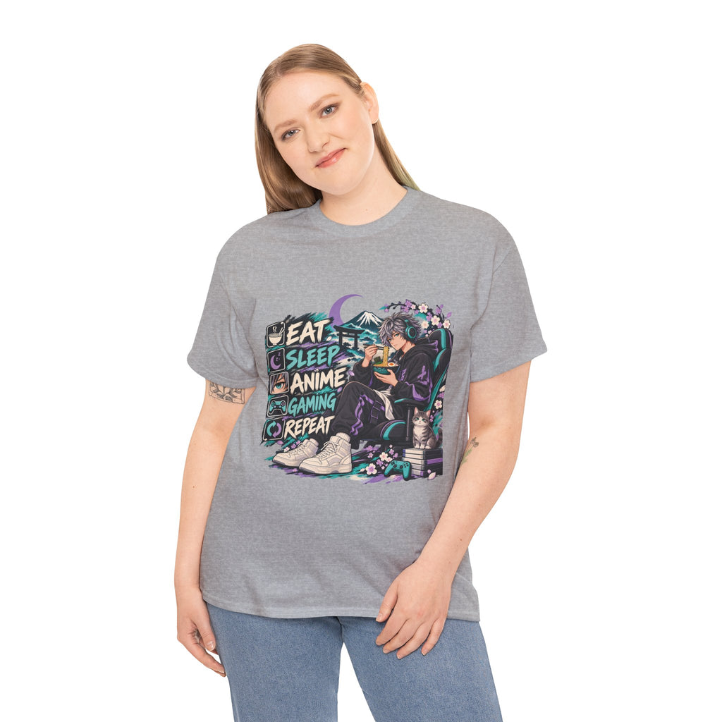 Eat Sleep Anime Gaming Repeat Video Game Graphic T-Shirt