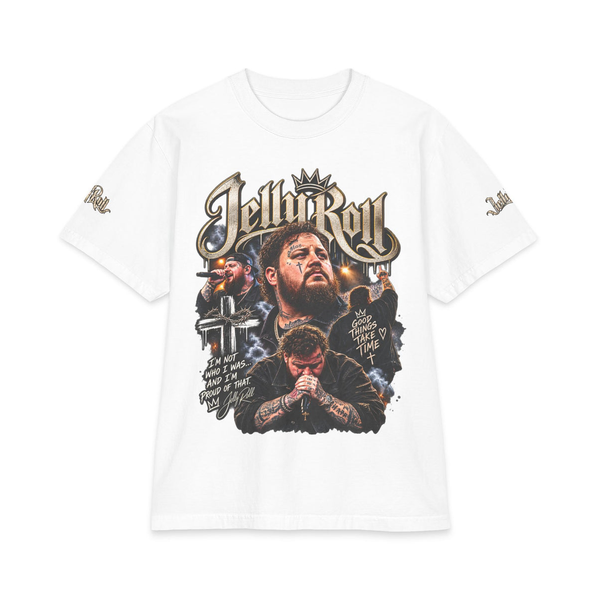 Jelly Roll portrait graphic T-Shirt | rapper collage tee