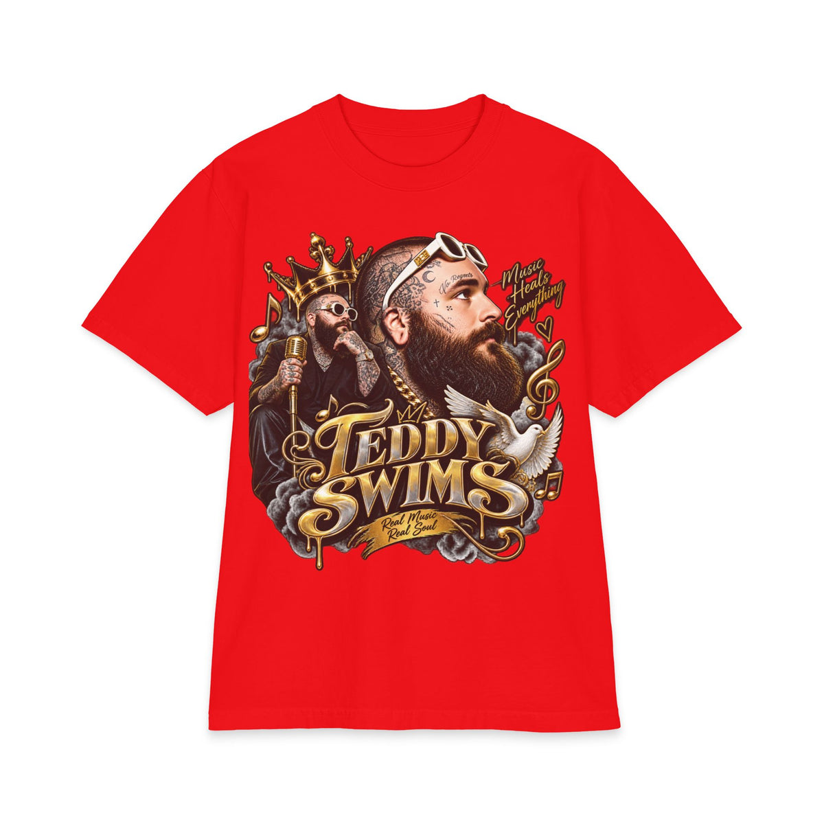 Teddy Swims Portrait T-Shirt | Vintage Crowned Singer Graphic Tee