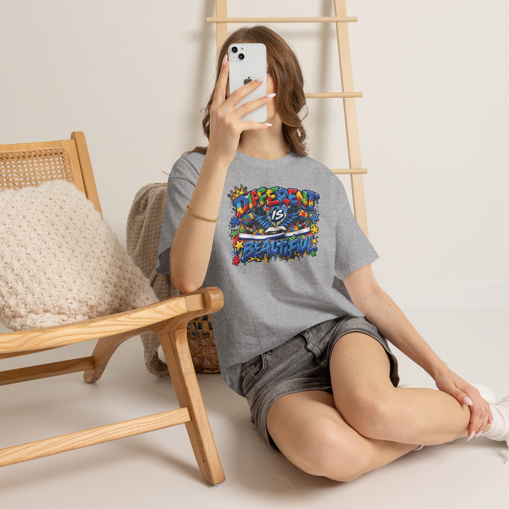 Different Is Beautiful Autism T-Shirt | Colorful Graffiti Typography