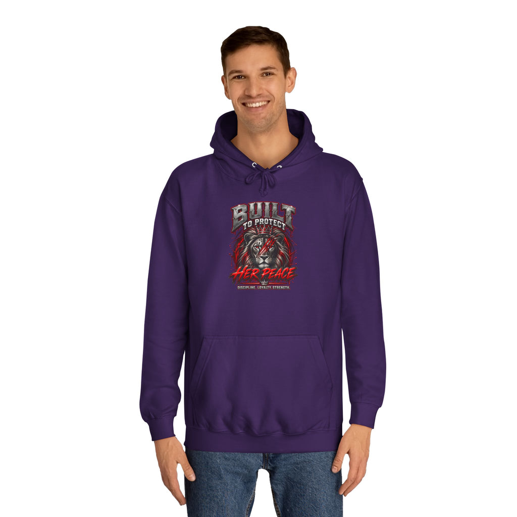 Built to Protect her Peace Couples College Hoodie