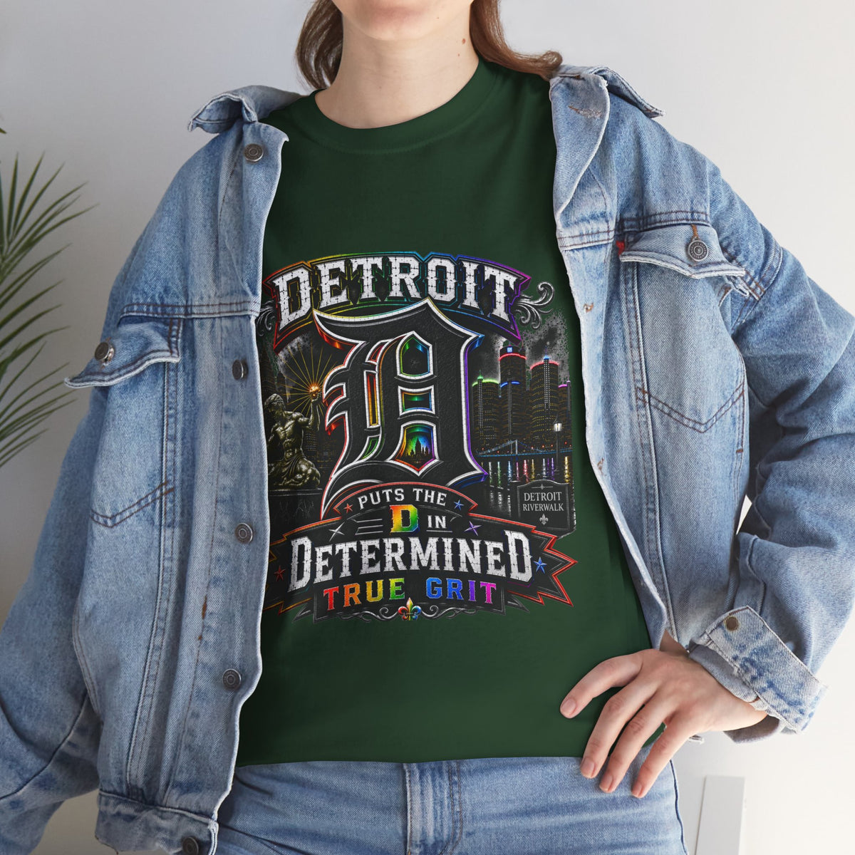 Detroit D Skyline Determined True Grit T-Shirt | City Pride Tee